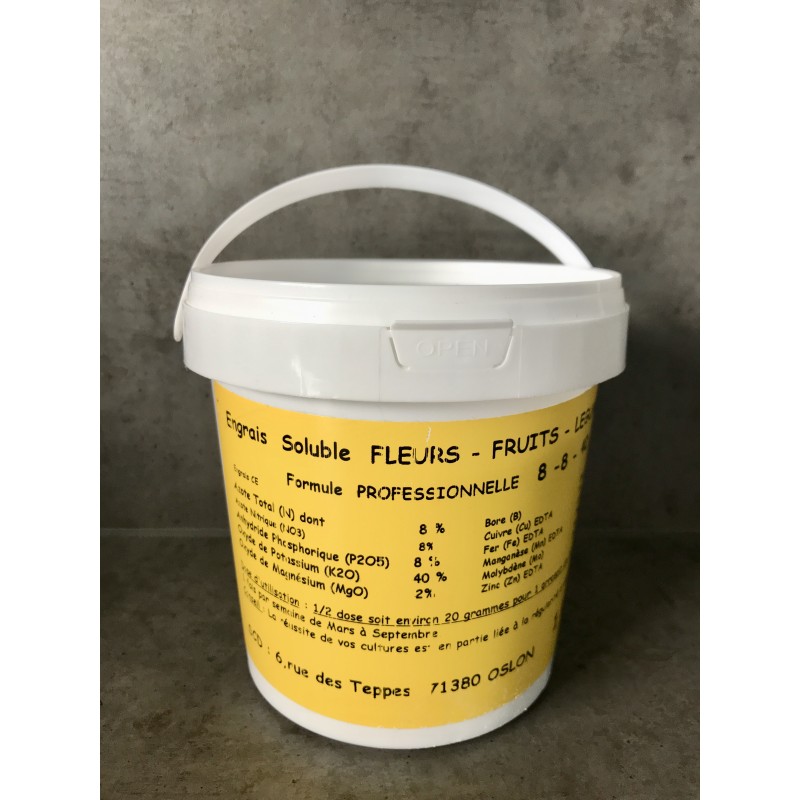 Engrais soluble floraison 8 / 8 / 40 seau de 1 Kg