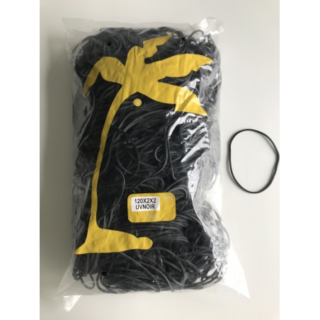 Elastique noir 120mm x 2mm, sachet 1kg