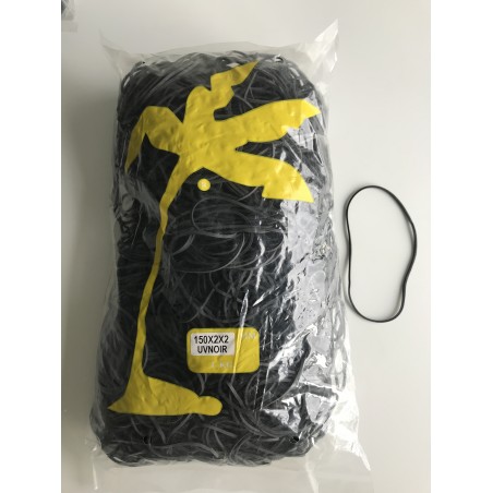 Elastique noir 150mm x 2mm, sachet 1kg