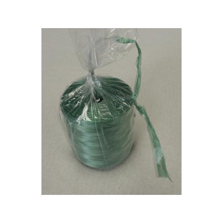 Raphia synthétique vert, bobine de 200 g.